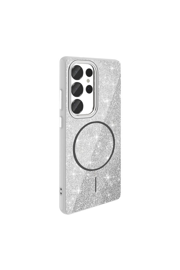 Galaxy S25 Ultra Case Non-Spill Glitter Silicone Magsafe Camera Raised Znth