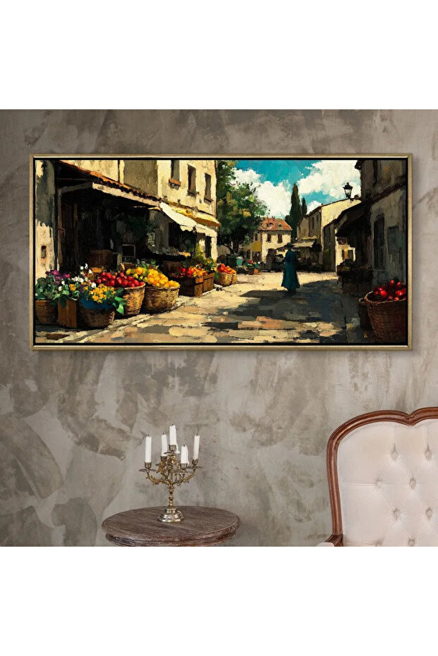 Signtouch Floral Boutique Street Canvas Wall Art 50x100 cm With Outer Frame
