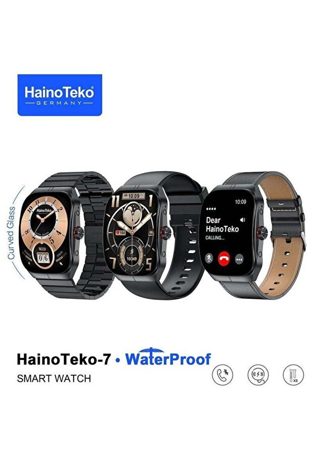 -7 Curved AMOLED Smartwatch | Waterproof | Bluetooth Calling | Voice Assistant | 3 Strap