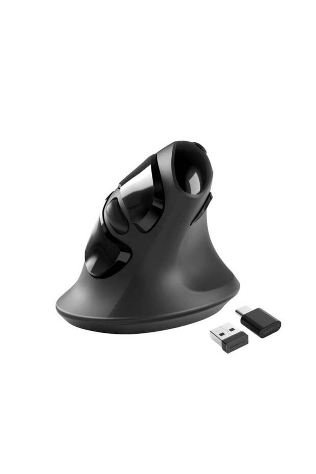 فأرة لاسلكية عمودية مريحة MP-V03W مع مستقبلات USB-C و USB-A مزدوجة، تردد 2.4 جيجاهرتز، 6 أزرار، قابلة للتعديل من 800 إلى 1600 نقطة في البوصة