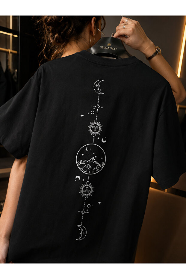 Moon Sun Graphic Printed Oversize Unisex Premium T-Shirt