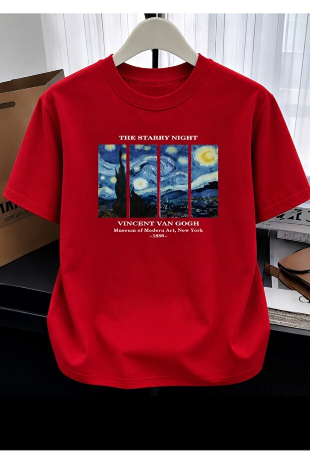 Men's Oversize Printed T-Shirt – the Starry Night Pattern