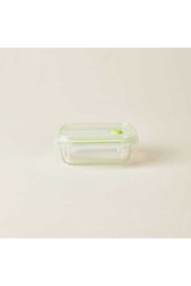 Kitchen Borosilicate Glass Storage Container - Transparent / Green - 370 ml