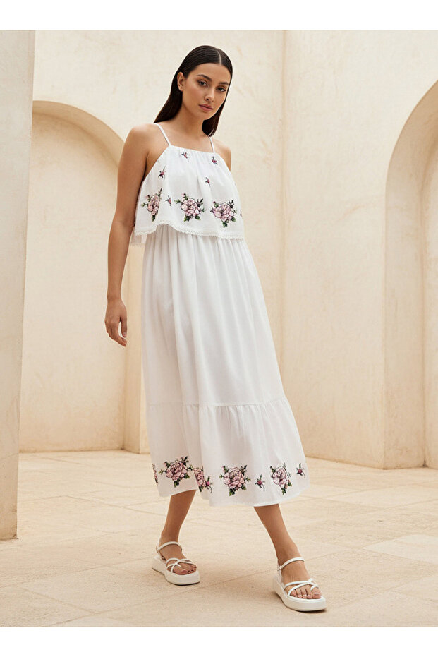 STRAPPY EMBROIDERED DRESS