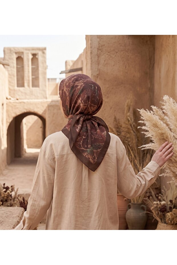 وشاح قطني غير لامع بنمط محبوك لا نهائي مقاس 90×90 سم