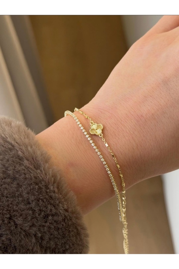 Gold Plated Clover Steel Bracelet