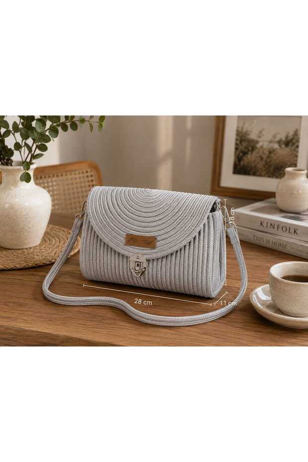 Begonya Model Stylish Shoulder Strap Jute Straw Cord Handbag