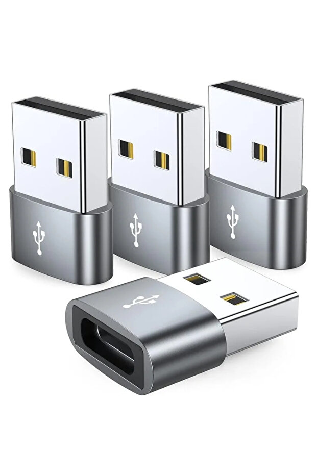 Grey 4-Pack USB C Female To USB Male Adapter Type C To USB A Charger Cable Converter,Compatible with