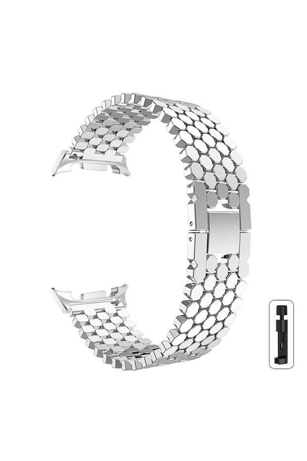 Galaxy Watch 8 40mm Silver Stainless Steel Strap For Watch 8/8 classic 40/44/46mm Metal Watchband