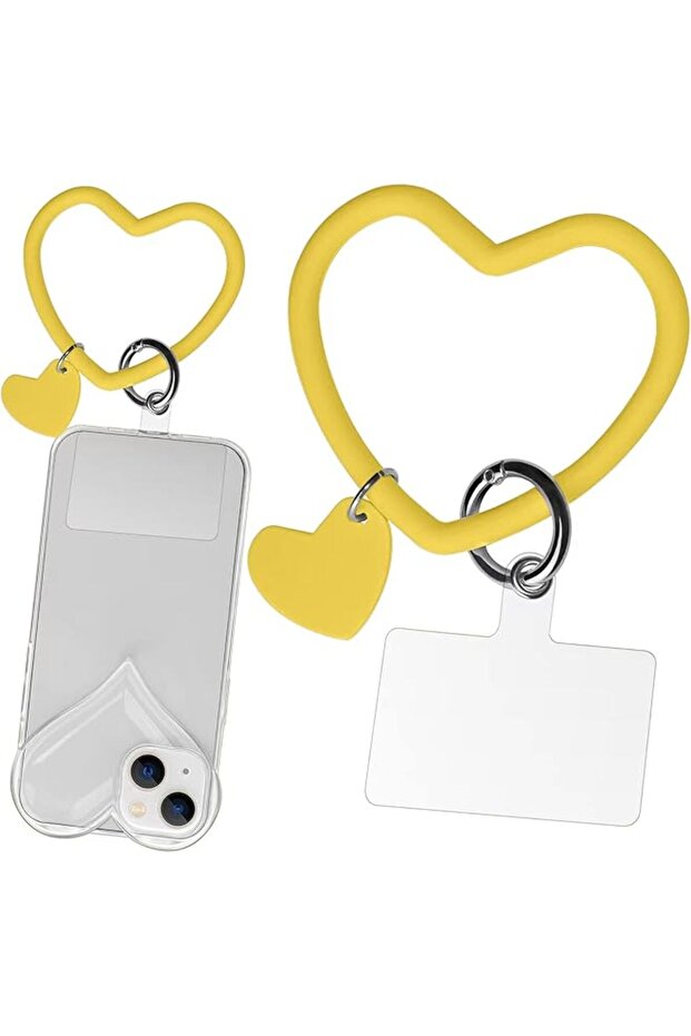 Silicone Heart Loop Phone Lanyard, Cell Phone Hand Wrist Lanyard Strap with Key Chain Holder,