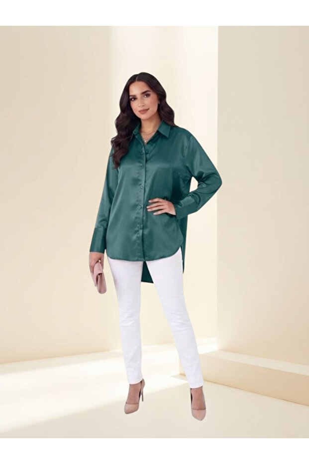 Elegant Oversized Satin Button-Down Shirt