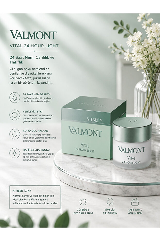 Vital Light Texture Skin Renewing, Revitalizing and 24-Hour Moisturizing Light Face Cream 50 ml