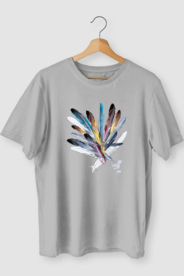 Men's Ecru Front Playing Card Printed Crew Neck Oversize T-shirt