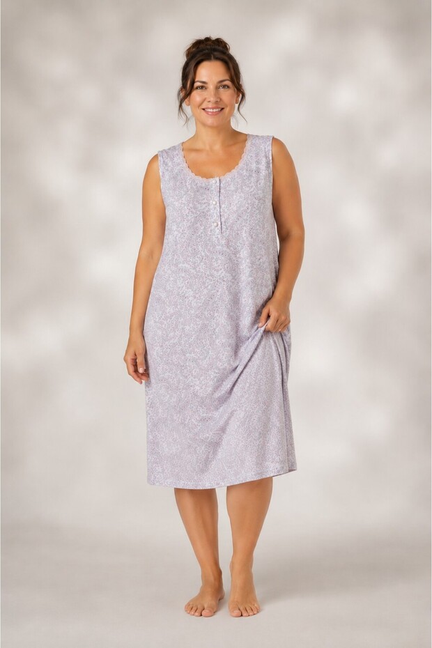 Thick Straps Three Buttons Lila Color Tiril Tiril Nightgown