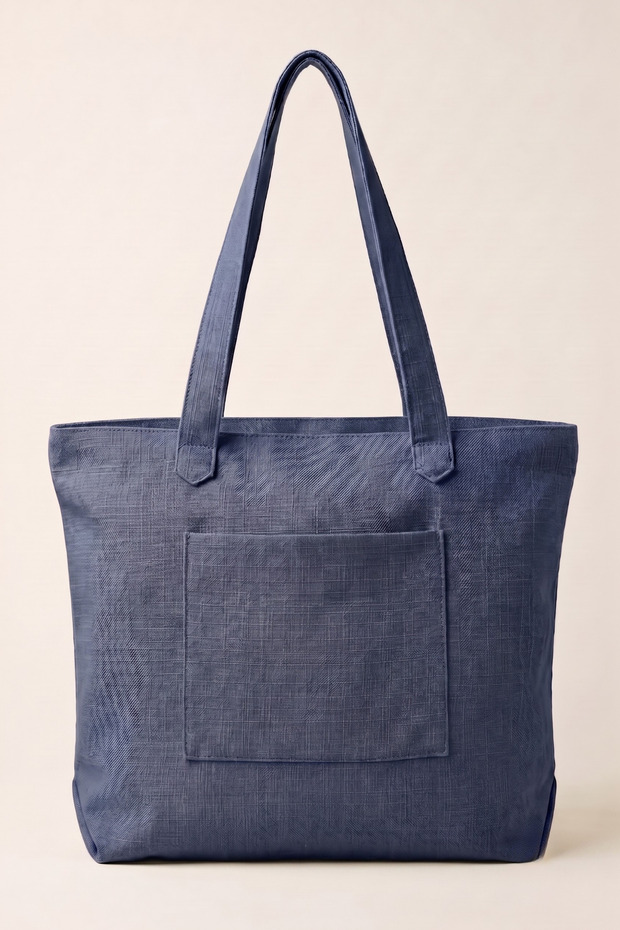 Datça Linen Beach Bag - Navy Blue