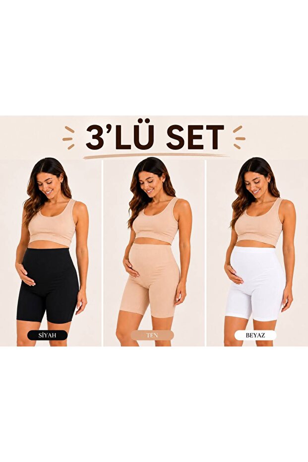 Set of 3 Cotton Maternity Boxer Shorts