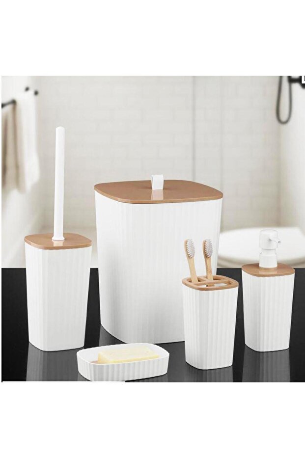 Safir 5-Piece Bathroom Set White 550-9B Oky-1417