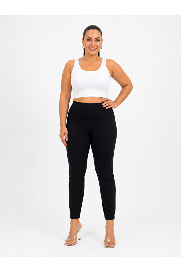 Plus Size Velvet Lycra Elastic Waist Piped Leg Women's Tights