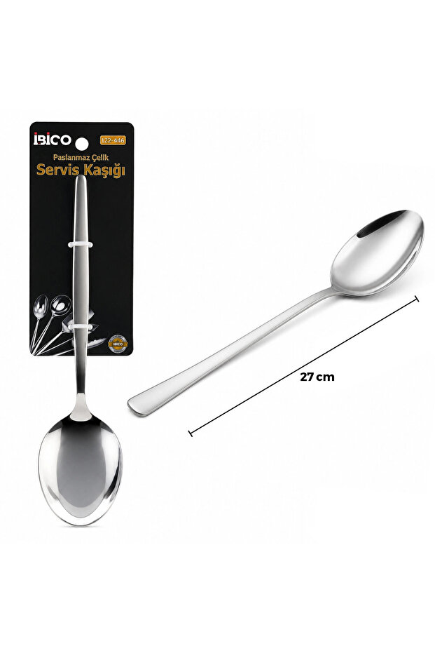 Metal Serving Spoon - Chrome Color - 27 cm
