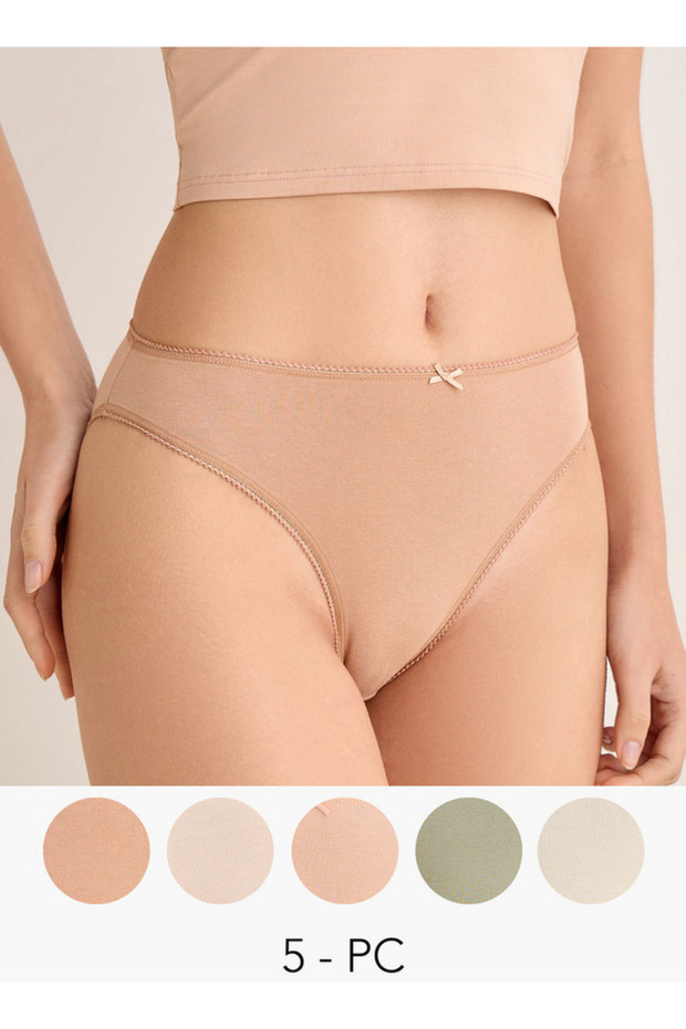 Set of 5 - Bikini Briefs Bow Accent