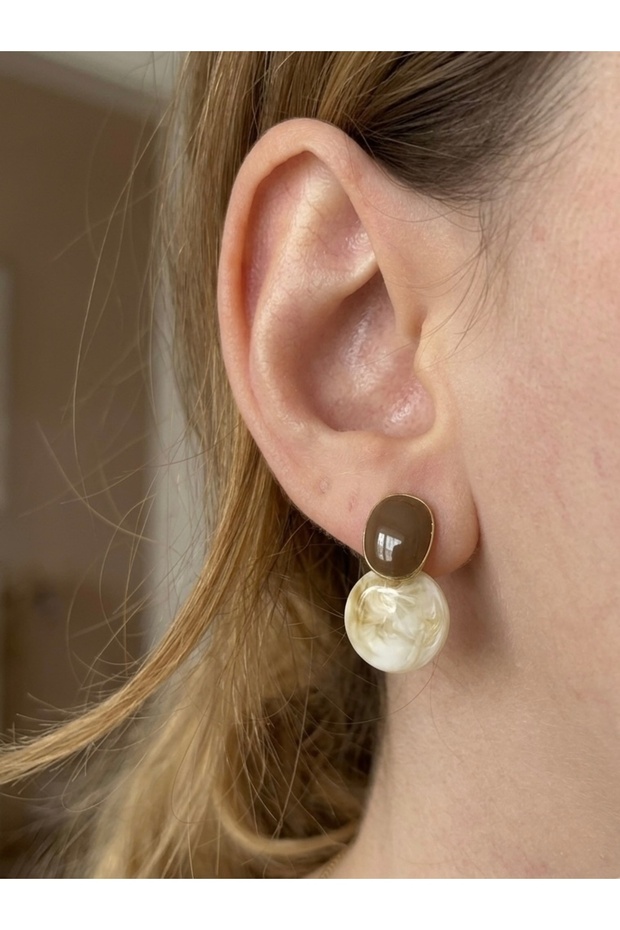 Women's Dangle Earrings Marble Pattern Brown Geometric Vintage Bohemian Chic Earrings