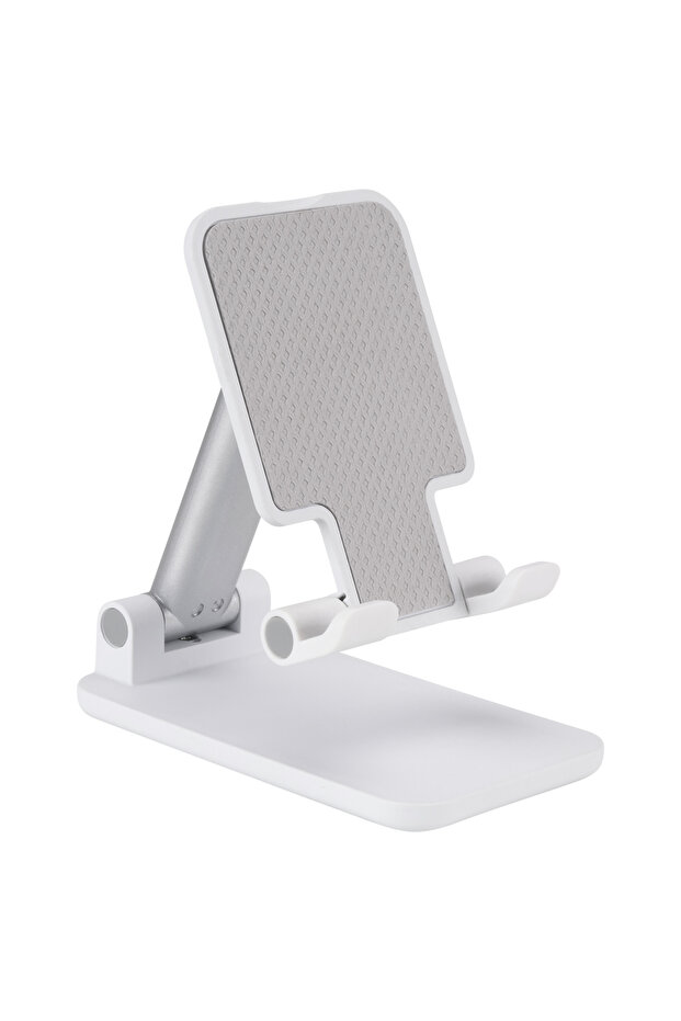 Phone Stand Adjustable Foldable 2-Stage Desktop Tablet Holder White