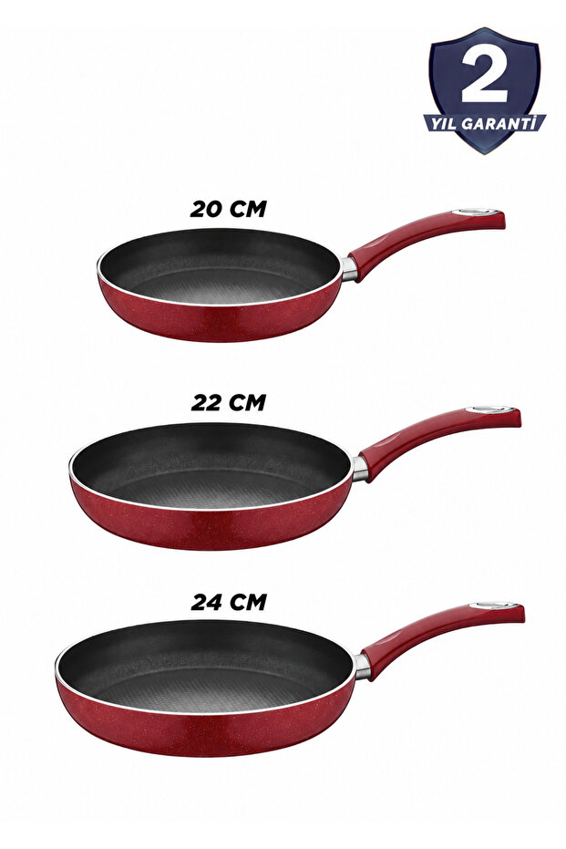 3 Piece Ultra Titan Pan Set 20-22-24 cm Red