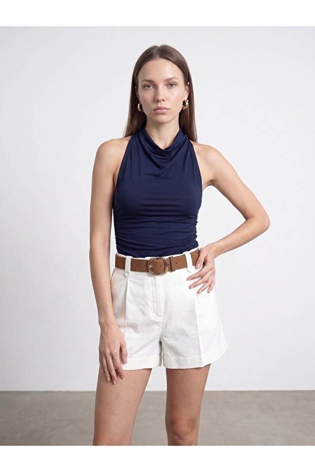 21246 Degaje Yaka Top-K.Navy Blue