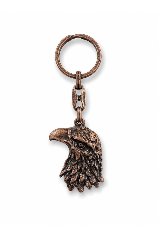 Metal Keychain Eagle Head Bronze