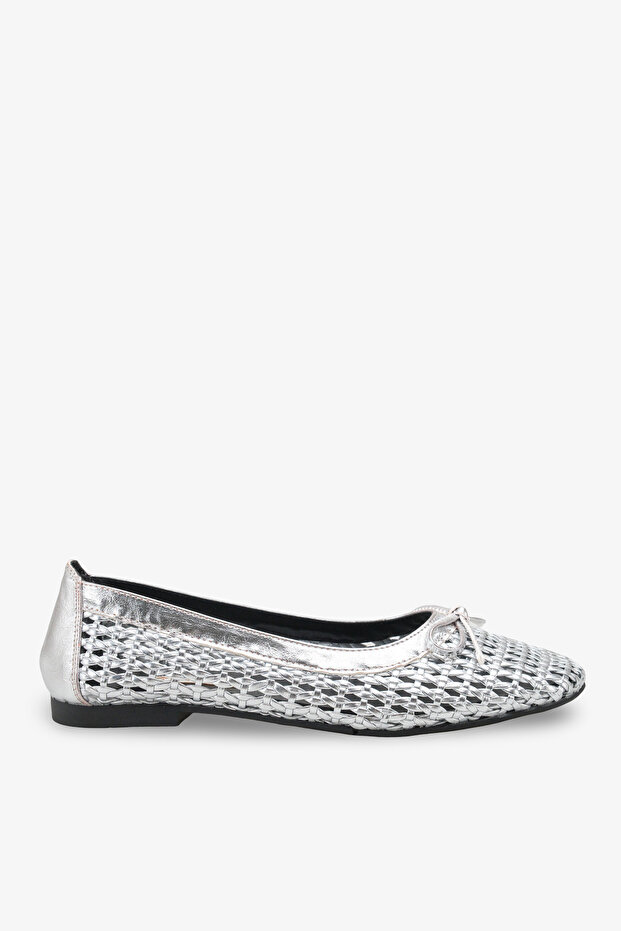Noysa Women's Knitted Ballerinas - Silver