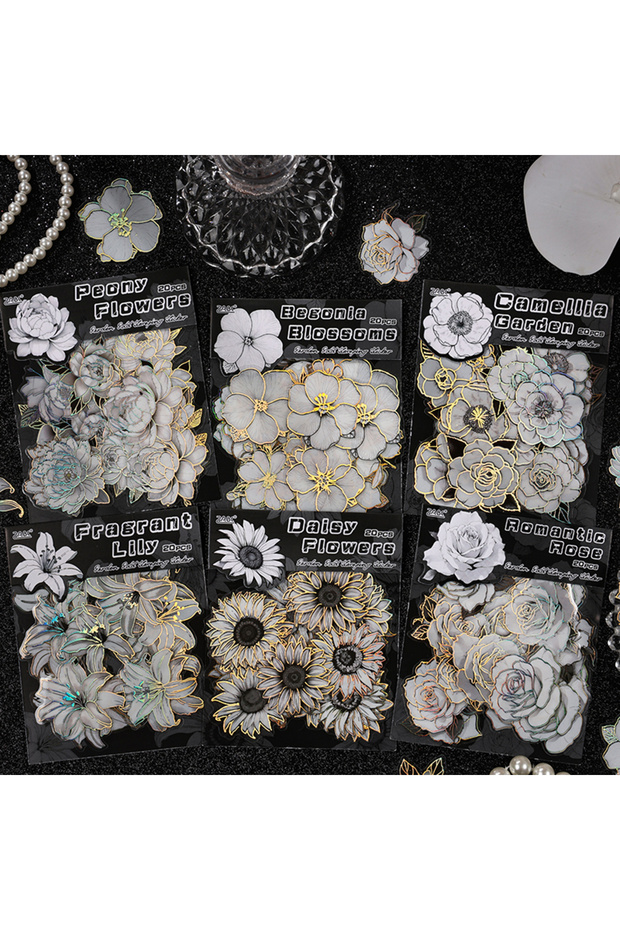 ABCandDEF 1 Piece Natural Floral Decorative Stickers, DIY Handmade Ornaments for Scrapbook, Phone, D