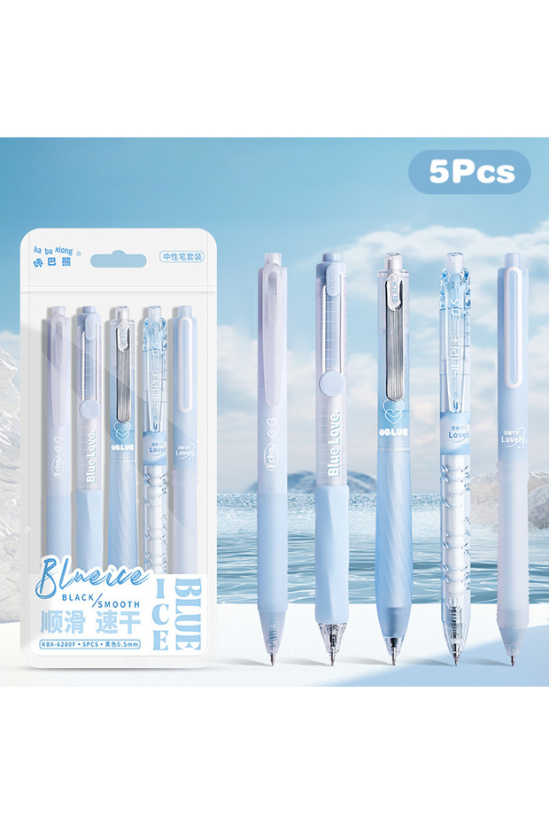 A4-5Pcs 5/10Pcs Cute Solid Color Gel Pens, 0.5mm Black Ink Quick Drying Smooth Neutral Pens for Scho