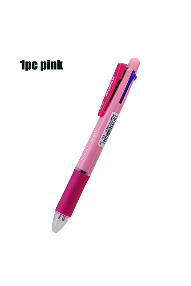 1pc pink pen 4 In 1 Multicolor Erasable Gel Pen Ballpoint Pen, 4 Colors 0.5mm Washable Handle Magic