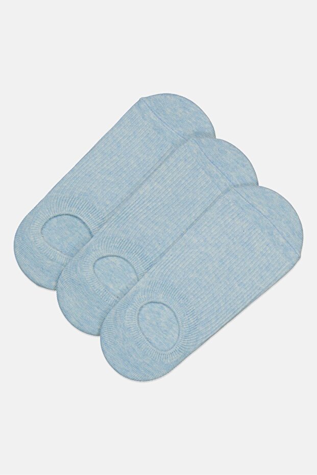 Kids Boy 3 Pairs Heather Ankle Socks, Heather Blue