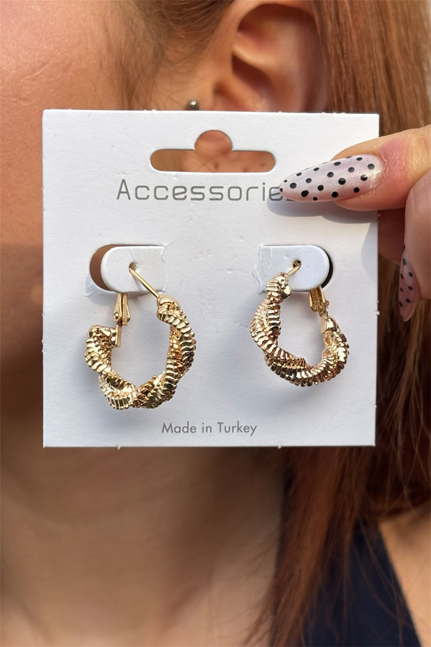 Gold Color Twist Hoop Women's Earrings