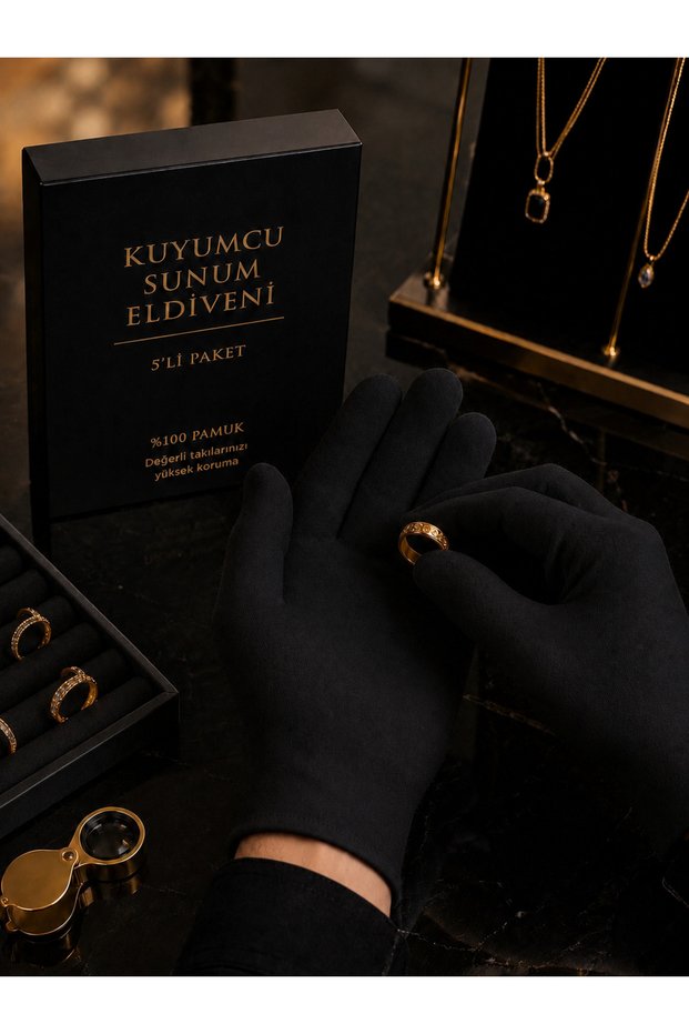 5-Piece Jeweler's Presentation Gloves / 100% Cotton Jewelry Presentation Gloves / Gold Ring Bracelet Presentation Gloves