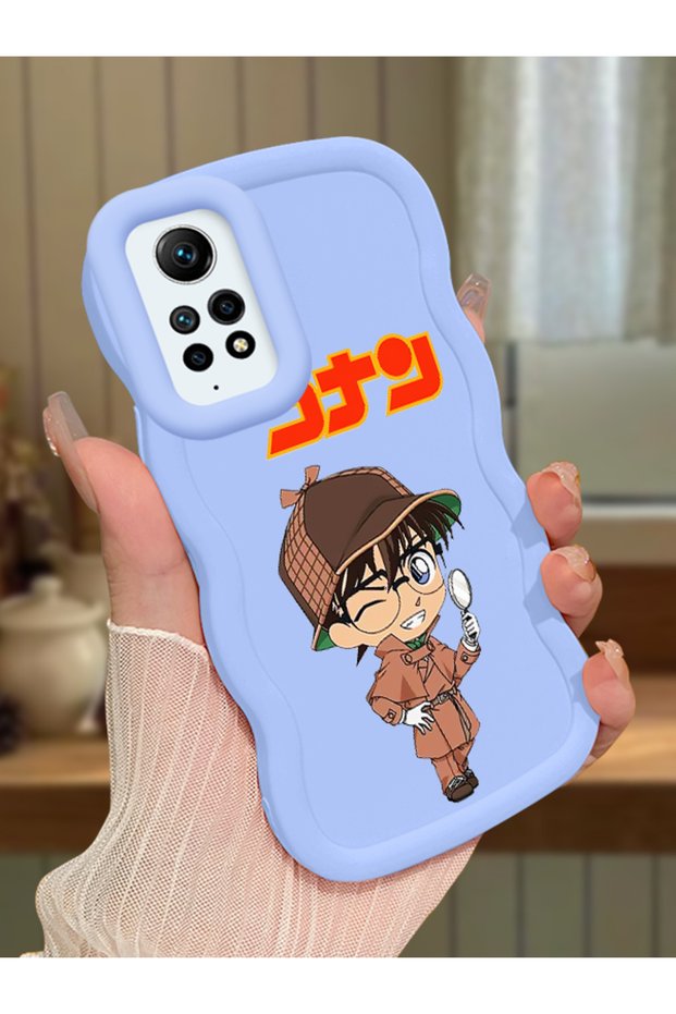 Redmi Note 12 Pro 4g Compatible Case Camera Protector Blue Silicone Couple Phone Case Conan Pattern