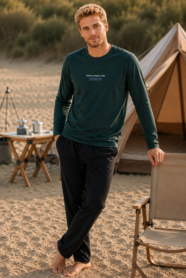 Cotton Long Sleeve Men's Pajama Set