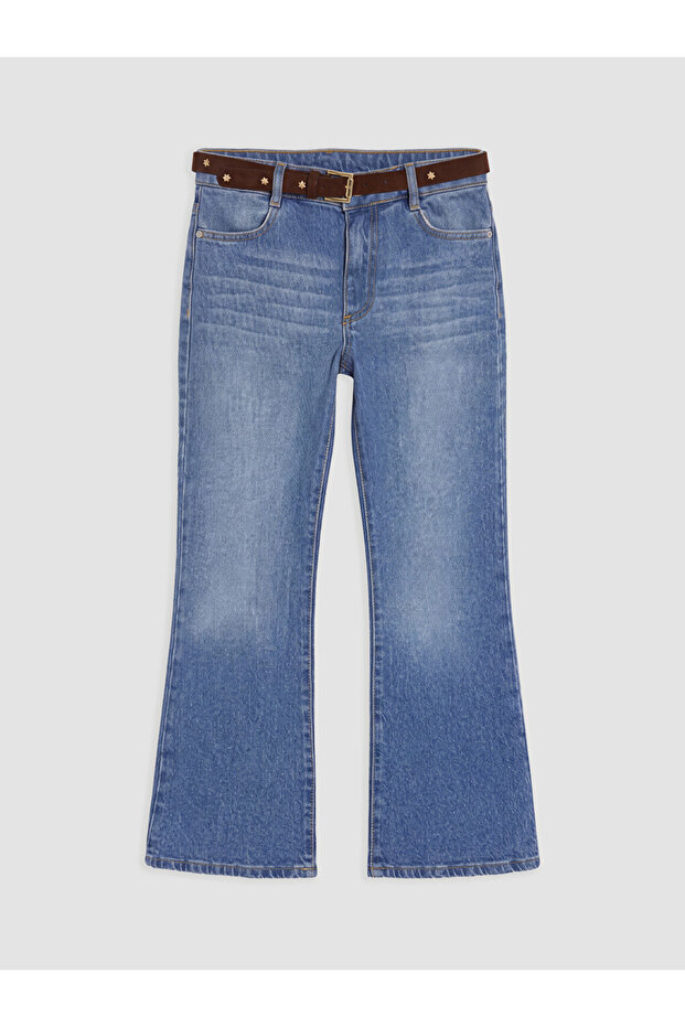 Indigo Regular Fit Spanish-Cut Girls' Jean Pants