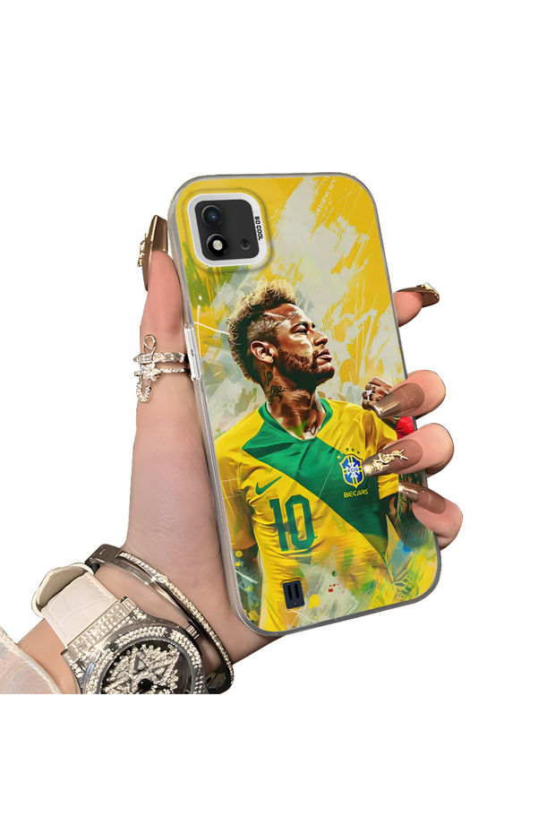 Realme C20 Compatible Silicone Edge Hard Back Case Couple Phone Case with Neymar Pattern