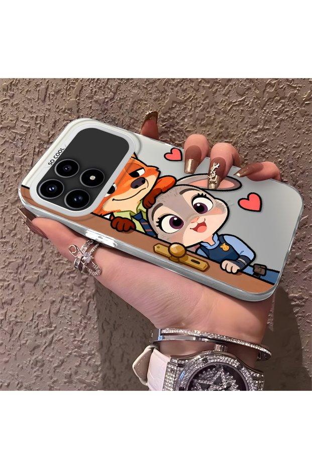 Poco F8 Pro 5g Compatible High Quality Cartoon Fox and Rabbit Couple Printed Case