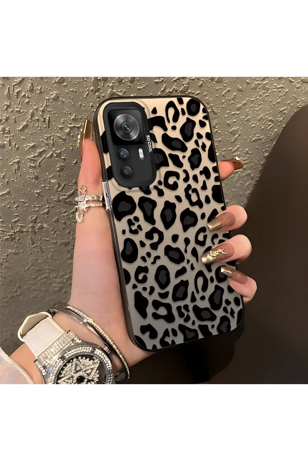 Redmi K50 Ultra Compatible High-Quality Black Leopard Phone Case, Shockproof Protective Cover
