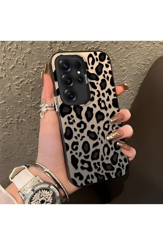 Samsung Galaxy S25 Ultra Compatible High-Quality Black Leopard Phone Case, Shockproof