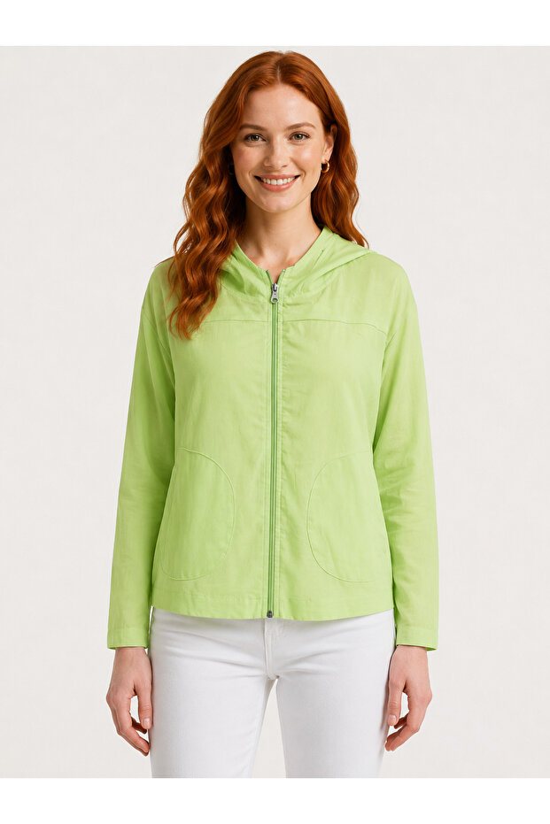 Women's Hooded Zippered Relaxed Fit Cardigan