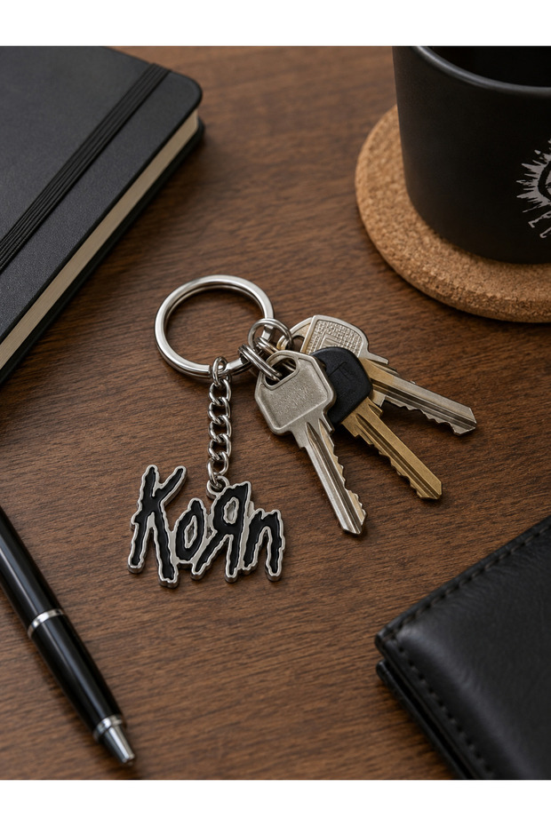 Korn Logo Design Metal Keychain – Durable Key Accessory with Rock Music Theme
