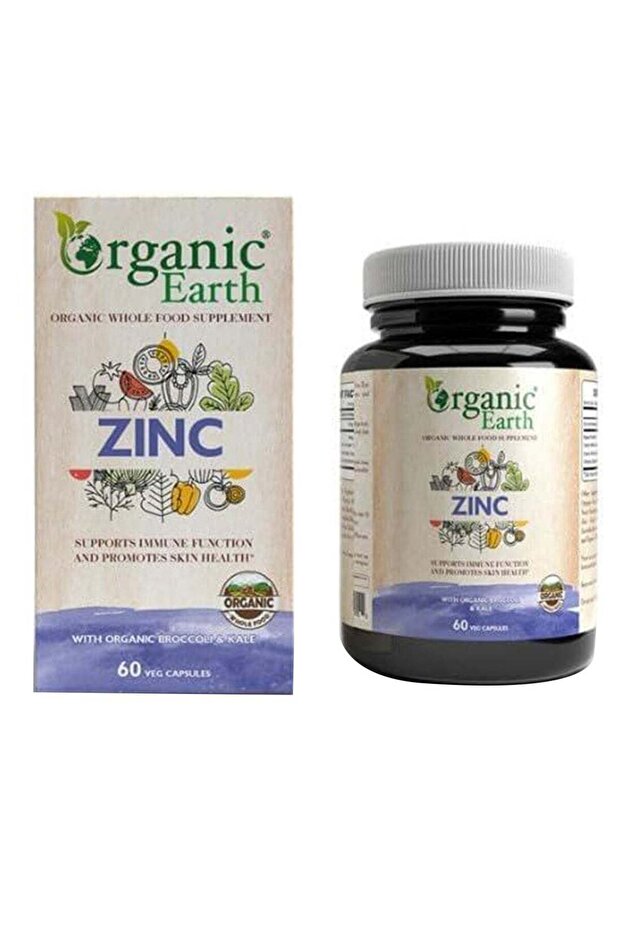 Organic Earth Zinc 25 Mg with Organic Broccoli & Kale 60 Capsules