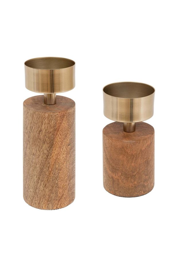 Set de 2 sfesnice - Auriu, H.22 cm