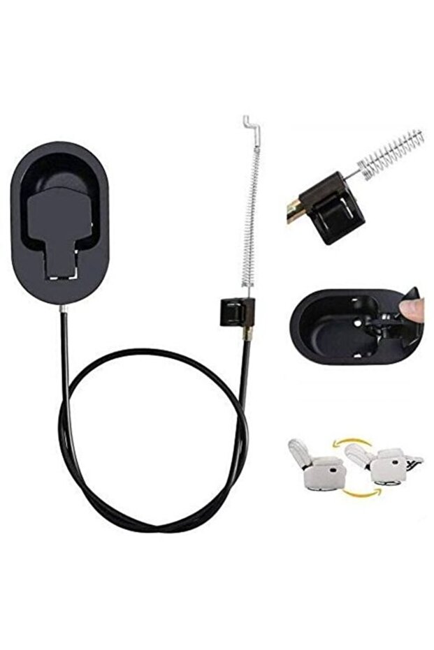 Universal Armchair Cable - Aluminum Cable with Handle 96cm Black - Recliner Replacement - 1 Piece - Home Use Black