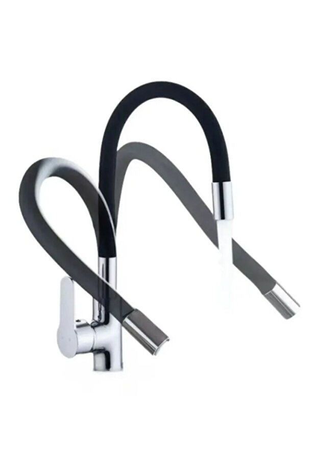 Kitchen sink faucet with flexible spout, 360° rotating flexible kitchen faucet, black.