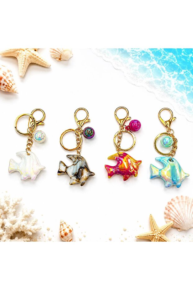 Set of 4 Fish Figured Keychains and Bag Ornaments